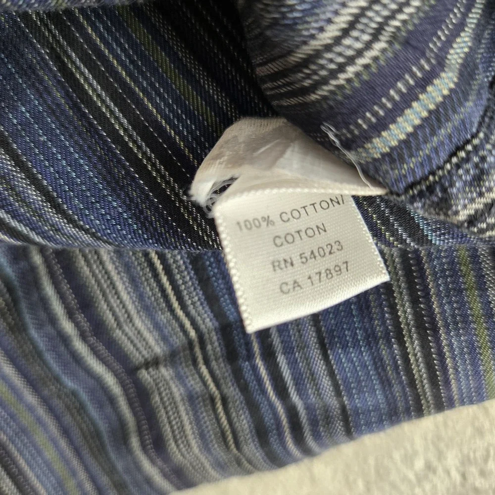 Vintage Banana Republic Shirt Mens Medium 15/15.5 Blue Striped Contrast Cuffs